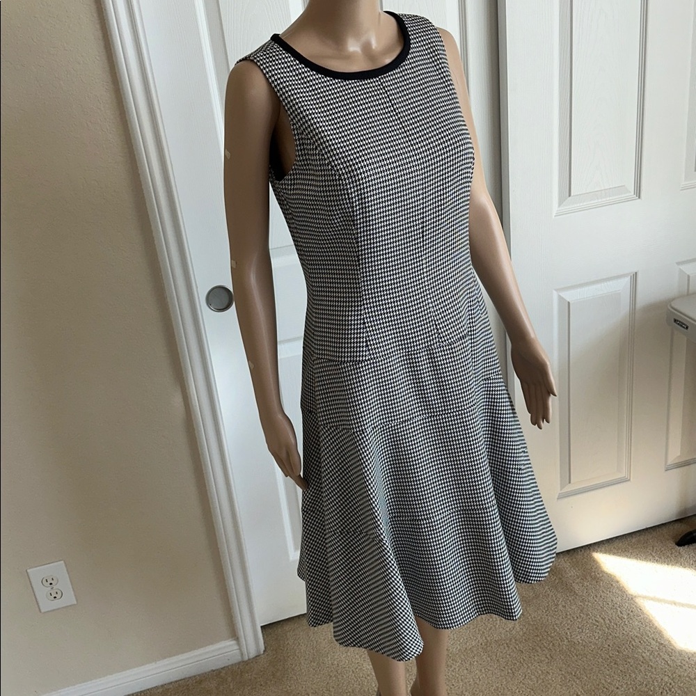 New With Tag ANNE KLEIN Black and White Checkered Midi Dress Size 6. - Picture 2 of 13